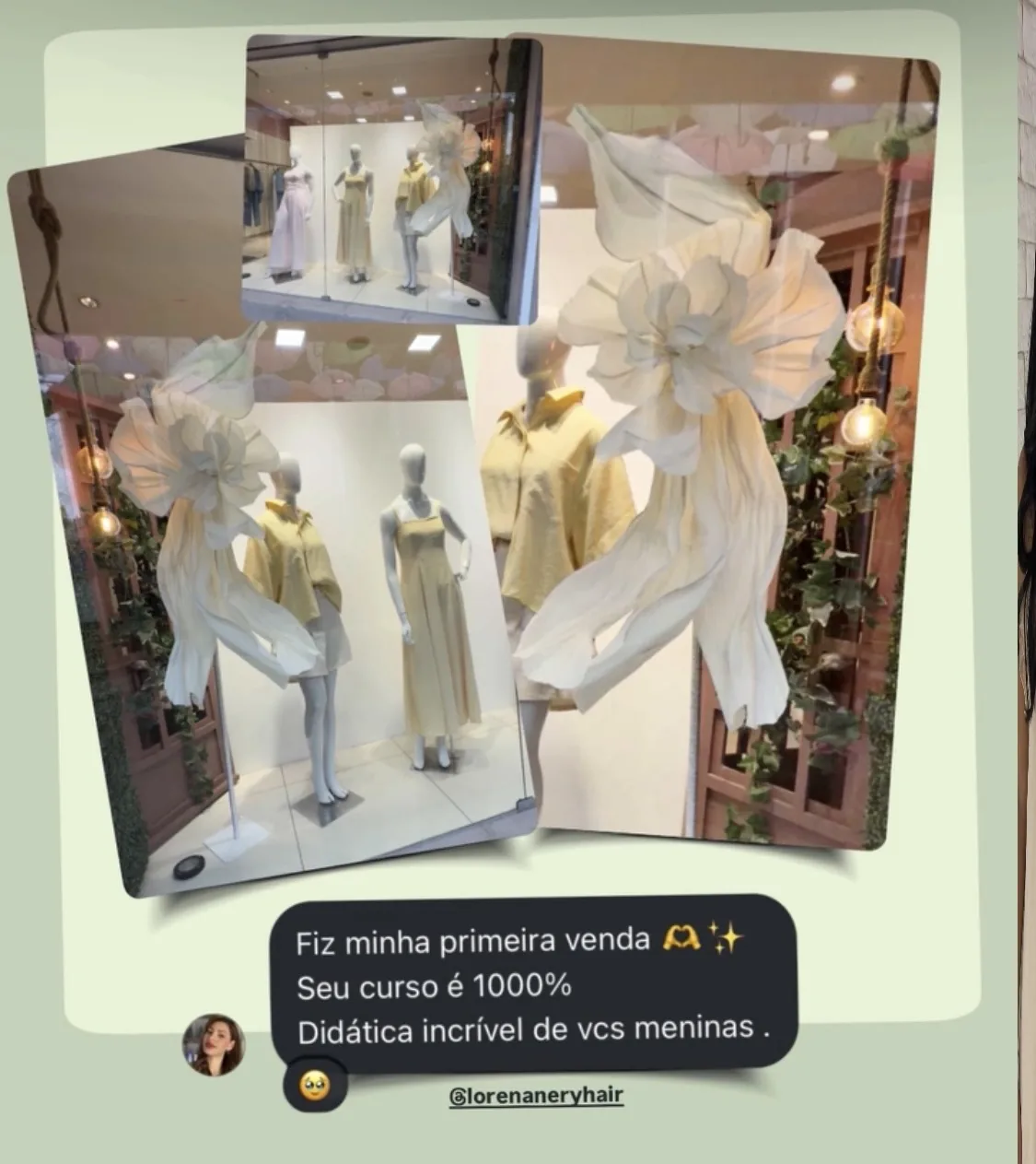 Aluna Lorena com sua Flor Oversized — primeira venda